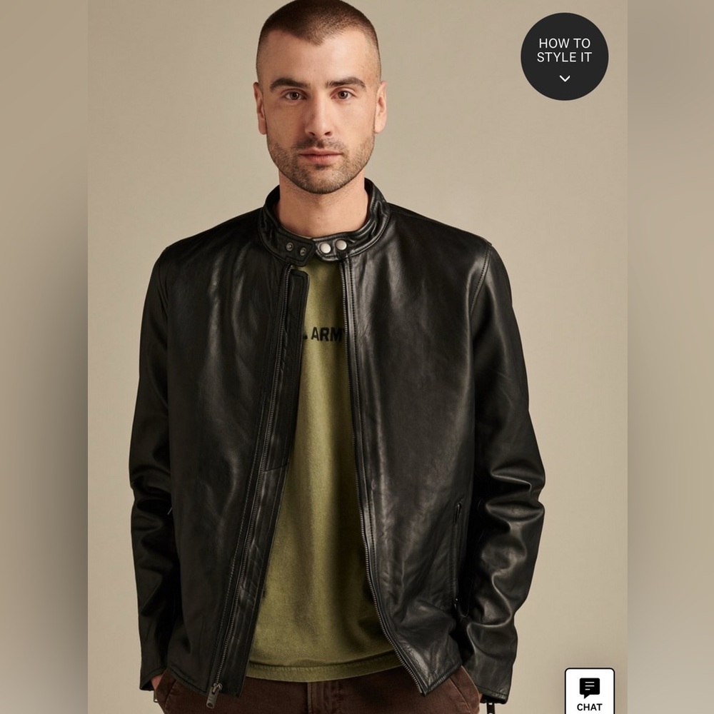 Lucky Brand Clean Leather Bonneville Jacket - Black size L
